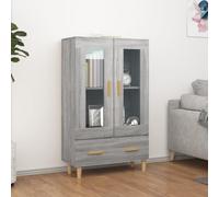 QJBSAVVA Buffet haut gris Sonoma 70 x 31 x 115 cm en matériau dérivé du bois avec 2 compartiments et tiroir