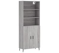 QJBSAVVA Buffet Haut Sonoma Gris 69,5x34x180 cm, Armoire de Rangement en Bois d'Ingénierie avec Pieds en Métal, Grand Bahut avec Portes pour Salon, Salle à Manger et Cuisine