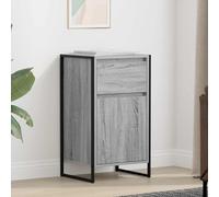 QJBSAVVA Buffet industriel 43 × 36 × 75,5 cm gris sonoma en bois avec cadre en acier, meuble bas moderne avec tiroir et porte, espace de rangement pour salon, couloir, bureau