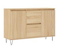QJBSAVVA Buffet Meuble de Rangement Bahut Bas Commode pour Salon Entrée et Salle à Manger, Chêne Sonoma et Pieds en Fer, Cabinet avec Grand Espace et Portes, 101,5x35x70 cm