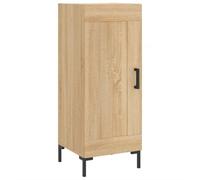 QJBSAVVA Buffet Meuble de Rangement Chêne Sonoma, Petit Meuble de Rangement avec 3 Compartiments et Porte pour Salon, Bureau et Entrée, Bois d'Ingénierie et Métal, 34,5x34x90 cm