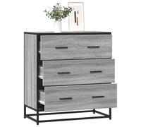 QJBSAVVA Buffet moderne de style maison de campagne avec structure en métal, gris sonoma, 68 x 35 x 76 cm, design industriel avec 3 tiroirs, espace de rangement pour salon, cuisine et couloir