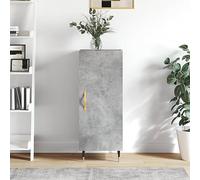 QJBSAVVA Buffet moderne de style maison de campagne en bois et métal gris béton - Meuble bas élégant avec 3 compartiments pour salon, cuisine et couloir