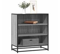 QJBSAVVA Buffet moderne gris Sonoma en bois et métal, 68 x 35 x 76 cm, design industriel avec 3 compartiments ouverts, meuble de rangement stable pour salon, cuisine et couloir