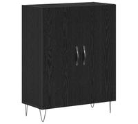 QJBSAVVA Buffet noir aspect chêne, commode avec 2 portes et pieds en épingle à cheveux, meuble haut moderne pour salon et couloir, buffet étroit en bois 69,5 x 34 x 90 cm