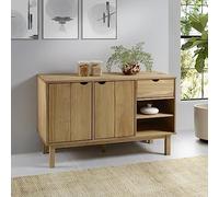 QJBSAVVA Buffet OTTA en pin massif au design scandinave, armoire d'appoint avec tiroir et compartiments, cadre en bois stable, aspect rustique pour salon, couloir et cuisine