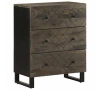 QJBSAVVA Buffet robuste en bois massif de mangue, noir, 60 x 33 x 75 cm, avec pieds en métal, pour un rangement ordonné dans le salon ou la cuisine