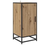 QJBSAVVA Buffet Salon en Bois d'Ingénierie Chêne Artisanal, Petit Meuble de Rangement Cuisine Compact avec Porte et Compartiments Intérieurs pour Salle à Manger et Entrée, 35,5x35x76 cm
