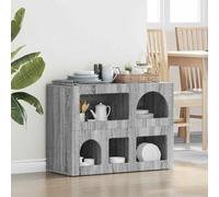 QJBSAVVA Buffet Sonoma gris 80,5 x 35 x 59 cm, matériau en bois moderne, rangement polyvalent, lignes claires, robuste et durable, pour salon, couloir, salle à manger et chambre à coucher