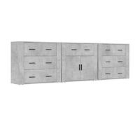 QJBSAVVA Buffets 3 PCS Gris Béton, Meuble de Rangement Salon, Bahut Bas en Bois d'Ingénierie, Lot de 3 Enfilades Modernes pour Bureau et Entrée, Dimensions 80 x 33 x 70 cm