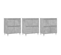 QJBSAVVA Buffets 3 pcs Gris Béton Meuble de Rangement Salon Buffet Bas avec Grand Espace pour Entrée et Couloir Commode Bahut en Bois d'Ingénierie et Métal 180 x 35 x 70 cm