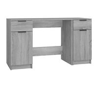 QJBSAVVA Bureau avec Armoire Latérale Sonoma Gris, Table de Bureau en Bois d'Ingénierie, Bureau Informatique Moderne avec Tiroirs pour Espace de Travail et Étude, 100x50x75 cm