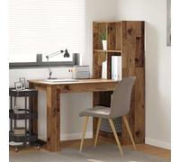 QJBSAVVA Bureau avec espace de rangement en bois recyclé 122 x 67 x 145 cm Bureau moderne avec étagère et système anti-basculement Pratique pour le bureau à domicile et la chambre d'adolescent