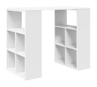 QJBSAVVA Bureau avec Étagère Blanc 90 x 50 x 75 cm, Bureau Informatique en Bois d'Ingénierie avec Rangement, Table d'Étude Rectangulaire Gain de Place pour Petit Espace