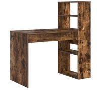 QJBSAVVA Bureau avec Étagères de Rangement Chêne Fumé 113 x 54 x 120 cm Table d'Écriture Informatique en Bois d'Ingénierie pour Bureau à Domicile Salon et Chambre