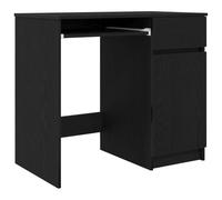 QJBSAVVA Bureau avec Tiroir et Porte Chêne Noir 86x49x76 cm Table d'Ordinateur Moderne en Bois d'Ingénierie Petit Secrétaire Compact pour Travail à Domicile et Salon
