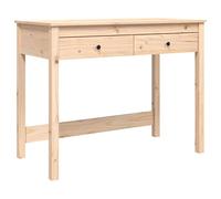 QJBSAVVA Bureau avec Tiroirs 100x50x78 cm, Bureau Informatique en Bois de Pin Massif Brut, Table de Travail Rustique et Secrétaire pour Bureau à Domicile, Étude et Chambre