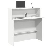 QJBSAVVA Bureau blanc 100 x 50 x 103,5 cm en matériau dérivé du bois avec étagère design moderne pour bureau, cabinet, hôtel, réception