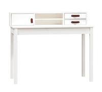 QJBSAVVA Bureau Blanc 110x50x93 cm en Bois de Pin Massif, Table d'Ordinateur Compacte avec Rangement pour Maison, Bureau d'Étude et Secrétaire Informatique Rustique