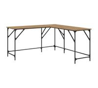 QJBSAVVA Bureau d'angle en L Informatique Table de Travail en Bois d'Ingénierie et Cadre en Acier pour Maison et Télétravail Coloris Chêne Artisanal 149 x 149 x 75 cm