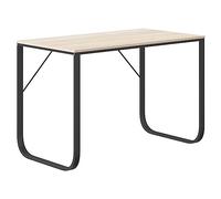QJBSAVVA Bureau d'Ordinateur Noir et Chêne 110x60x73 cm, Table de Travail en Bois et Métal Style Industriel, Bureau Informatique Rectangulaire Compact pour Maison et Bureau
