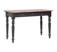 QJBSAVVA Bureau en Bois d'Acajou Massif avec 3 Tiroirs, Table d'Écriture Vintage Style Français Rétro pour Bureau à Domicile et Salon, Marron Vieux, 117 x 57 x 75 cm