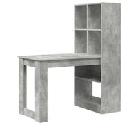 QJBSAVVA Bureau Gris Béton 122 x 67 x 145 cm avec Étagères de Rangement, Table de Bureau en Bois d'Ingénierie pour Travail à Domicile, Étude et Écriture en Intérieur