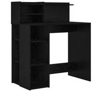 QJBSAVVA Bureau Informatique avec Étagères de Rangement 90 x 48 x 101,5 cm, Table d'Écriture Rectangulaire en Bois d'Ingénierie pour Télétravail et Études, Style Moderne, Chêne Noir