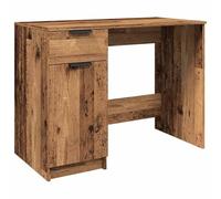 QJBSAVVA Bureau Informatique avec Tiroir et Rangement, Table de Bureau en Bois d'Ingénierie pour Ordinateur et Documents, Style Rustique Vieux Bois, 100 x 50 x 75 cm
