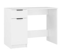 QJBSAVVA Bureau Informatique Blanc 100x50x75 cm, Table d'Ordinateur en Bois d'Ingénierie avec 1 Tiroir et Compartiments de Rangement pour Étude, Travail et Bureau à Domicile