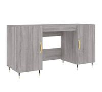 QJBSAVVA Bureau Informatique Sonoma Gris 140x50x75 cm, Table d'Étude en Bois d'Ingénierie avec 4 Compartiments et Pieds en Fer, Bureau de Travail pour Chambre et Bureau