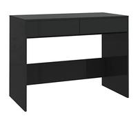 QJBSAVVA Bureau noir - 101 x 50 x 76,5 cm - Bureau d'ordinateur avec 2 tiroirs - Table de travail moderne en bois - Pour bureau à domicile, bureau et bureau - Table PC - Table d'ordinateur portable