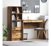 QJBSAVVA Bureau rectangulaire en bois marron avec espace de rangement, compact, résistant aux rayures