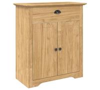 QJBSAVVA Cabinet de Salle de Bain BODO Marron Miel 70x35x80 cm - Meuble de Rangement en Bois d'Ingénierie avec 2 Portes et Poignées Noires pour Entrée ou Couloir Contemporain