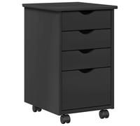 QJBSAVVA Cabinet Roulant de Bureau en Pin Massif Caisson de Rangement Mobile Gris avec 4 Tiroirs Organiseur de Bureau pour Cabinet de Travail et Bureau à Domicile 34 x 39 x 56 cm
