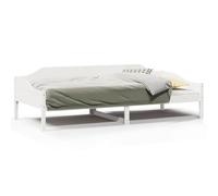 QJBSAVVA Cadre de Lit 1 Place 90x190 cm Bois de Pin Massif Blanc | Structure de lit une place en pin robuste avec sommier à lattes pour optimiser le confort de votre chambre à coucher.