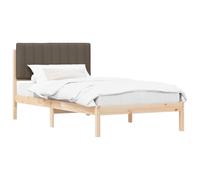 QJBSAVVA Cadre de Lit 100x200 cm avec Tête de Lit Rembourrée Taupe | Structure de lit 1 place en pin massif avec sommier à lattes, idéale pour optimiser le confort de votre chambre.