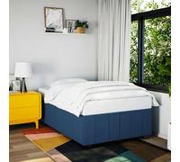 QJBSAVVA Cadre de lit 120 x 200 cm en tissu bleu, sommier à lattes et cadre en bois de pin massif pour un soutien optimal du matelas, design moderne pour chambre à coucher, chambre d'adolescent