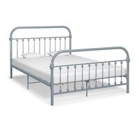 QJBSAVVA Cadre de lit 120 x 200 cm, gris, en métal, moderne, avec sommier à lattes, 213 x 131 x 109 cm, robuste et durable, pour chambre d'adolescent, chambre d'amis et maison simple