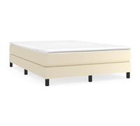 QJBSAVVA Cadre de Lit 140x200 cm en Similicuir Crème avec Lattes | Structure de sommier robuste et élégante pour sublimer votre chambre à coucher tout en assurant un sommeil serein.