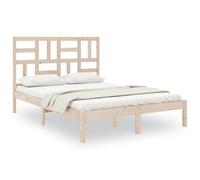 QJBSAVVA Cadre de Lit 160x200 cm en Bois Massif avec Tête de Lit | Structure solide en pin brut avec sommier à lattes pour un sommeil serein dans votre chambre.