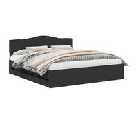 QJBSAVVA Cadre de Lit 180x200 cm Noir en Bois d'Ingénierie avec Tête de Lit et 6 Tiroirs de Rangement, Structure de Lit Double Moderne pour Chambre Adulte et Couple