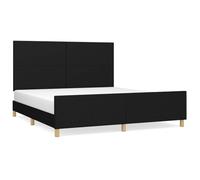 QJBSAVVA Cadre de Lit 180x200 cm Noir en Tissu avec Tête de Lit | Structure solide en bois avec lattes pour un sommeil serein dans votre chambre à coucher.