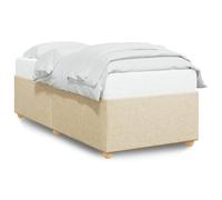 QJBSAVVA Cadre de Lit 80x200 cm avec Sommier à Lattes Tissu Crème | Structure de lit 1 place avec sommier en bois et revêtement textile doux pour optimiser le confort de votre chambre.