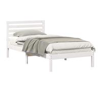 QJBSAVVA Cadre de Lit 80x200 cm en Bois de Pin Massif avec Tête Blanc | Lit plateforme une place robuste et moderne en pin blanc, idéal pour optimiser l'espace dans une chambre d'amis.