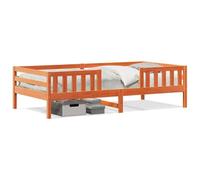 QJBSAVVA Cadre de Lit 90x200 cm en Bois de Pin Massif Marron | Lit une place élégant avec sommier à lattes inclus, idéal pour optimiser l'espace de votre chambre à coucher.