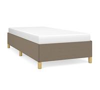 QJBSAVVA Cadre de Lit 90x200 cm en Tissu Taupe avec Sommier à Lattes | Structure de lit stable avec lattes en contreplaqué pour votre chambre à coucher, matelas non inclus.