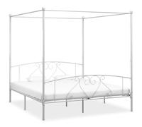 QJBSAVVA Cadre de lit à baldaquin blanc 180 x 200 cm en métal, design moderne avec cadre supérieur de rideau, cadre double stable pour chambre à coucher, chambre d'adolescent et chambre d'amis