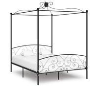 QJBSAVVA Cadre de Lit à Baldaquin en Métal Noir 180x200 cm | Structure robuste pour votre chambre à coucher, idéale pour suspendre des rideaux ou moustiquaire.