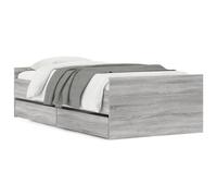 QJBSAVVA Cadre de Lit avec 2 Tiroirs Gris Sonoma 90x190 cm | Optimisez votre chambre à coucher avec ce sommier fonctionnel doté de rangements intégrés sous le couchage.